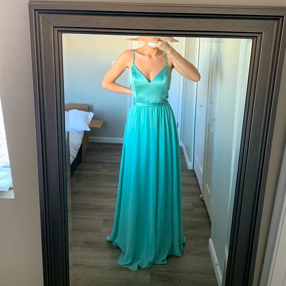Aqua blue chiffon dress